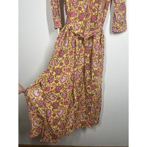 dRA Los Angeles Floral Block Print Maxi Dress Medium Tie Waist Anthropologie - Picture 3 of 6